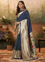 Paithani Silk Blue Festival Wear Weaving Saree